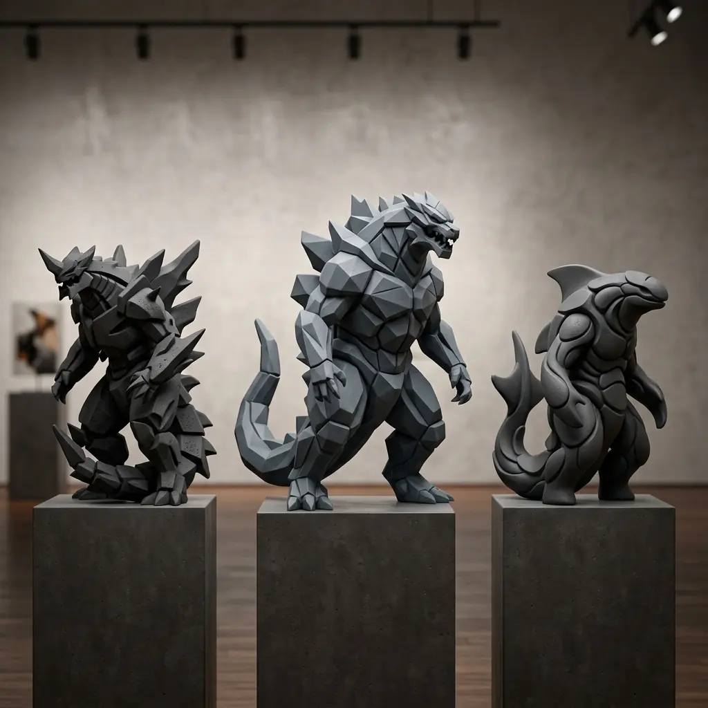 밝은 스튜디오 세트에 놓인 Ceramic Art Series 01 오브제